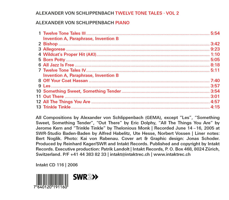 116: ALEXANDER VON SCHLIPPENBACH. Piano Solo Twelve Tone Tales Vol. 2