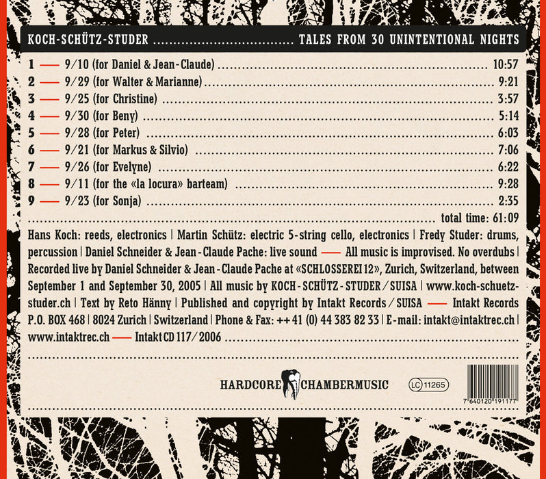 117: KOCH – SCHÜTZ – STUDER. Tales from 30 Unintentional Nights