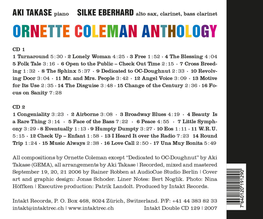 129: AKI TAKASE – SILKE EBERHARD. Ornette Coleman Anthology (Double Album)