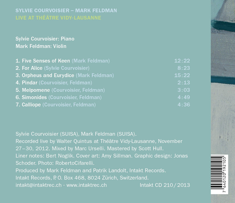 210: SYLVIE COURVOISIER – MARK FELDMAN. Live At Théâtre Vidy-Lausanne