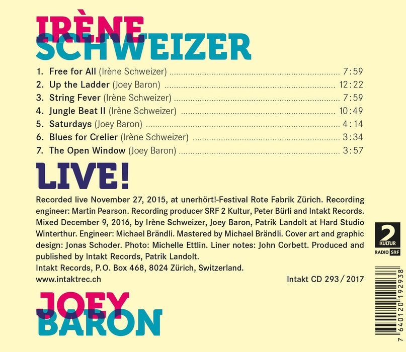 293: IRENE SCHWEIZER – JOEY BARON. Live!