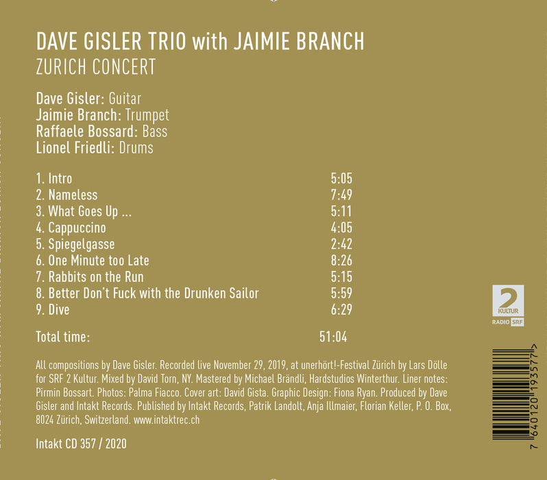 357: DAVE GISLER TRIO with JAIMIE BRANCH. Zürich Concert