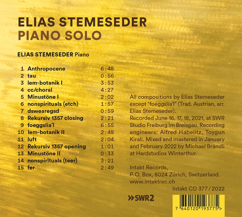 377: ELIAS STEMESEDER. Piano Solo