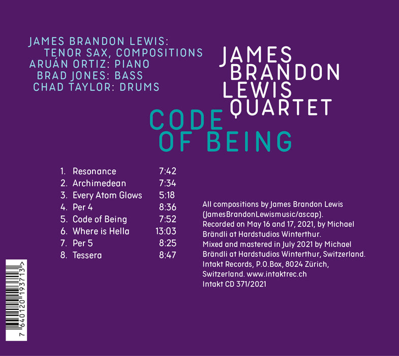 371: JAMES BRANDON LEWIS QUARTET. Code Of Being