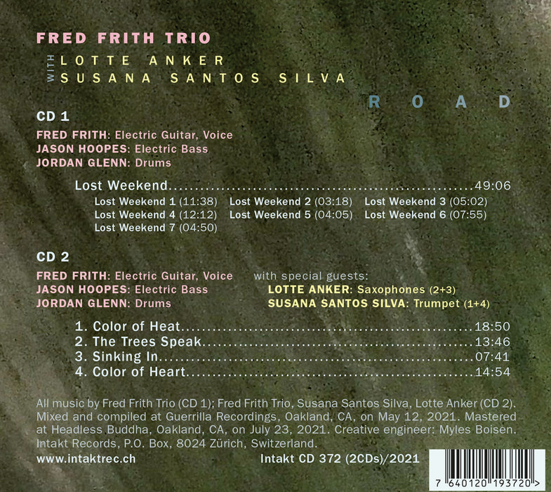 372: FRED FRITH TRIO with LOTTE ANKER and SUSANA SANTOS SILVA. Road (Double Album)