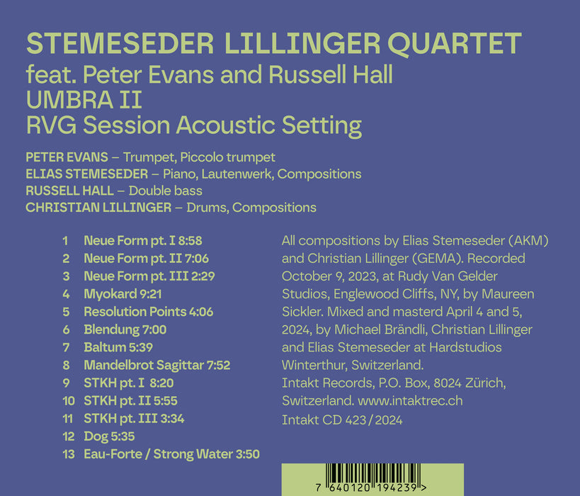 423: STEMESEDER LILLINGER QUARTET feat. PETER EVANS and RUSSELL HALL. Umbra II