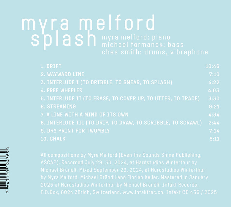 436: MYRA MELFORD SPLASH with MICHAEL FORMANEK and CHES SMITH. Myra Melford Splash