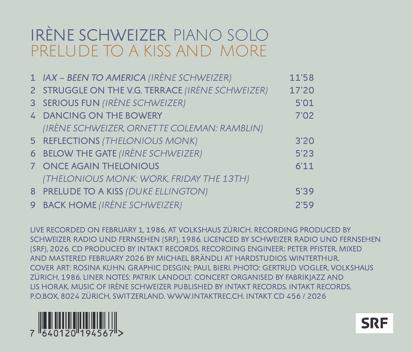 456: IRÈNE SCHWEIZER. Prelude to a Kiss and More