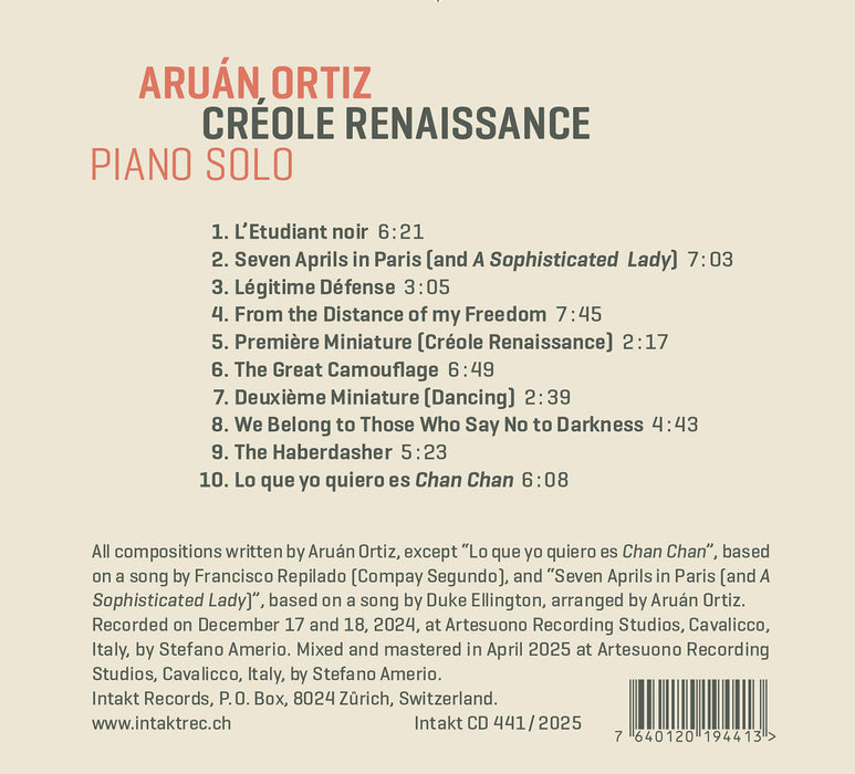 441: ARUÁN ORTIZ. Créole Renaissance - Piano Solo