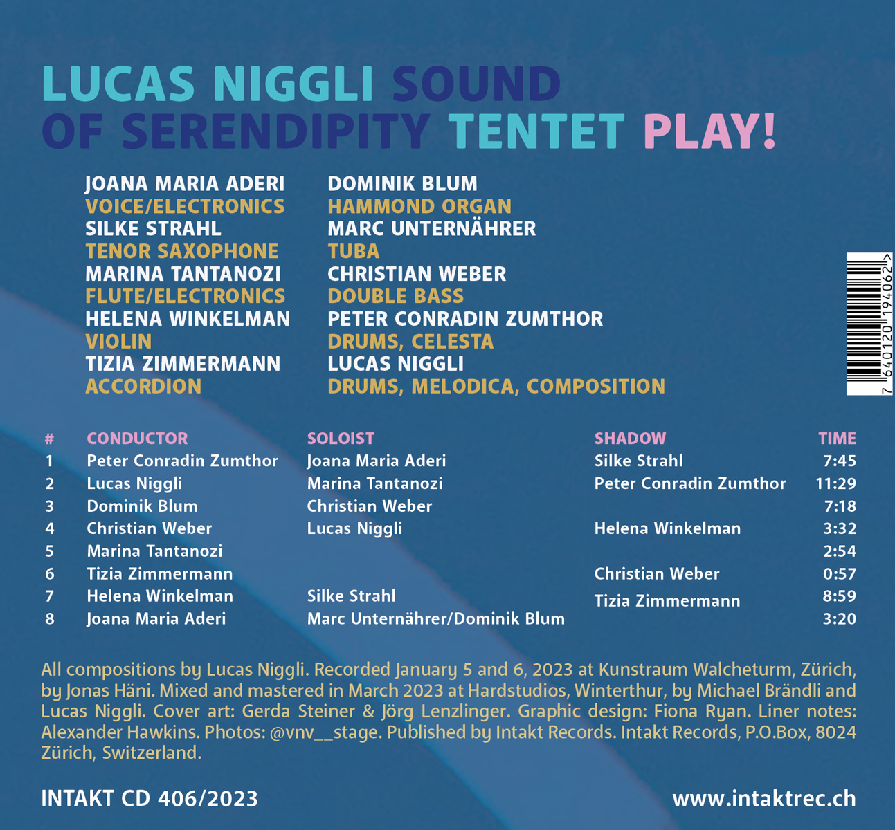 LUCAS NIGGLISOUND OF SERENDIPITY TENTET PLAY! cover back