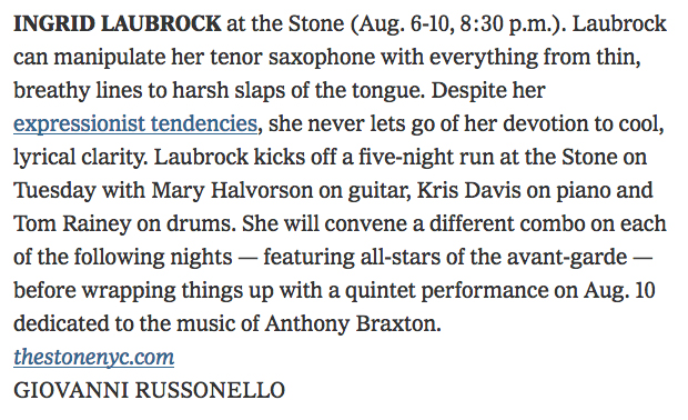 Ingrid Laubrock in The New York Times by 