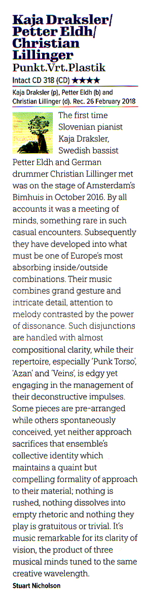 Stuart Nicholson, Jazzwise Magazine reviews Punkt.v.plastik