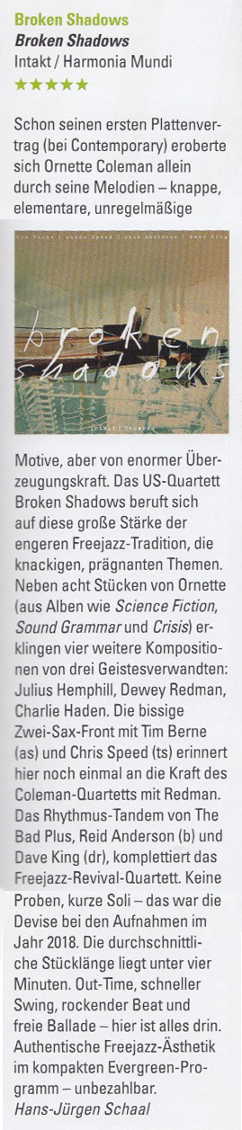 Hans-Jürgen Schaal, Jazzthetik Magazine, Nov 2021 (DE)