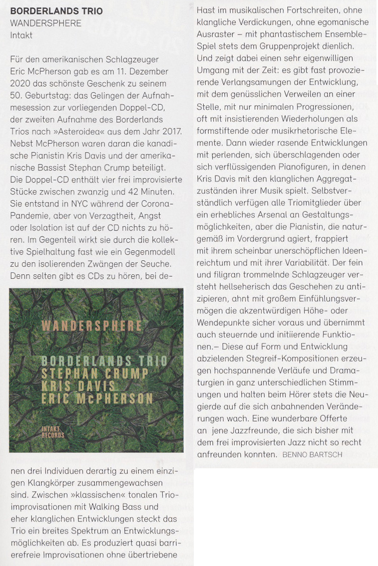 Benno Bartsch, Jazz Podium Magazine, Oct 2021 (DE)
