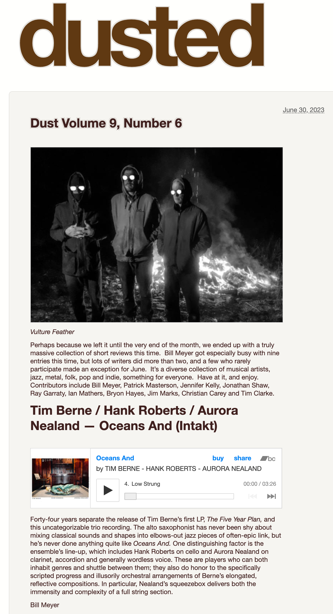 Forty-four years separate the release of Tim Berne’s first LP, The Five Year Plan, and this uncategorizable trio recording. The alto saxophonist has never been shy about mixing classical sounds and shapes into elbows-out jazz pieces of often-epic link, but he’s never done anything quite like Oceans And.