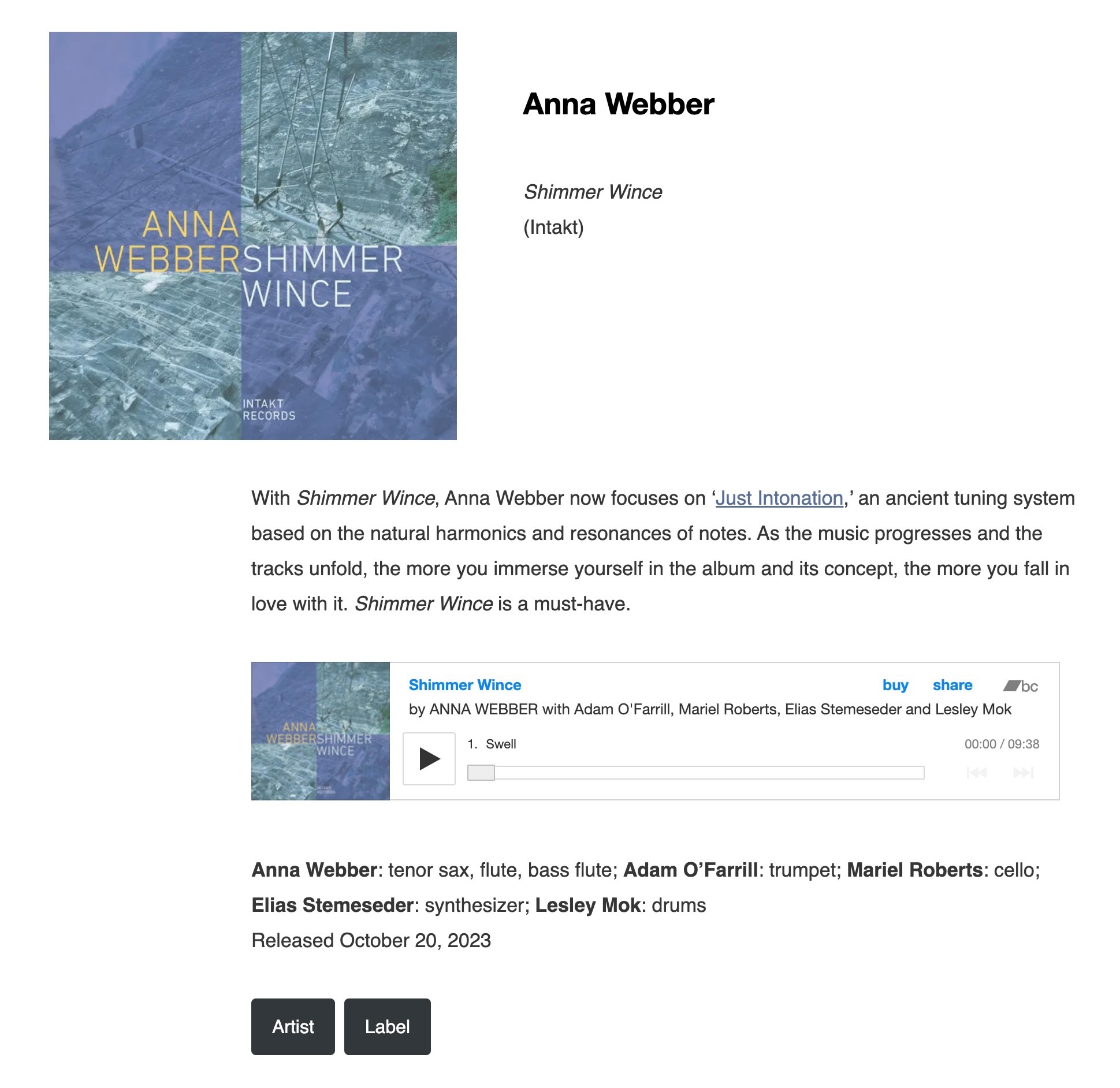 I have long been an ardent admirer of reedist and composer Anna Webber, one of the most ceaselessly inquisitive and restless figures in improvised music over the last decade. She has routinely looked beyond jazz for inspiration, repeatedly striking gold with her research into contemporary music. I’ve loved just about everything she’s done, but her 2019 album Clockwise (Pi) convinced me that she was a major figure: that rare breed that’s actually changing the way I take in sound and potentially altering the trajectory of creative music. On that septet album she isolated specific ideas gleaned from composers like Xenakis, Cage, Varese, Feldman, Stockhausen and Babbitt, triangulating those concepts within her own compositional voice to produce one of the decade’s best recordings.